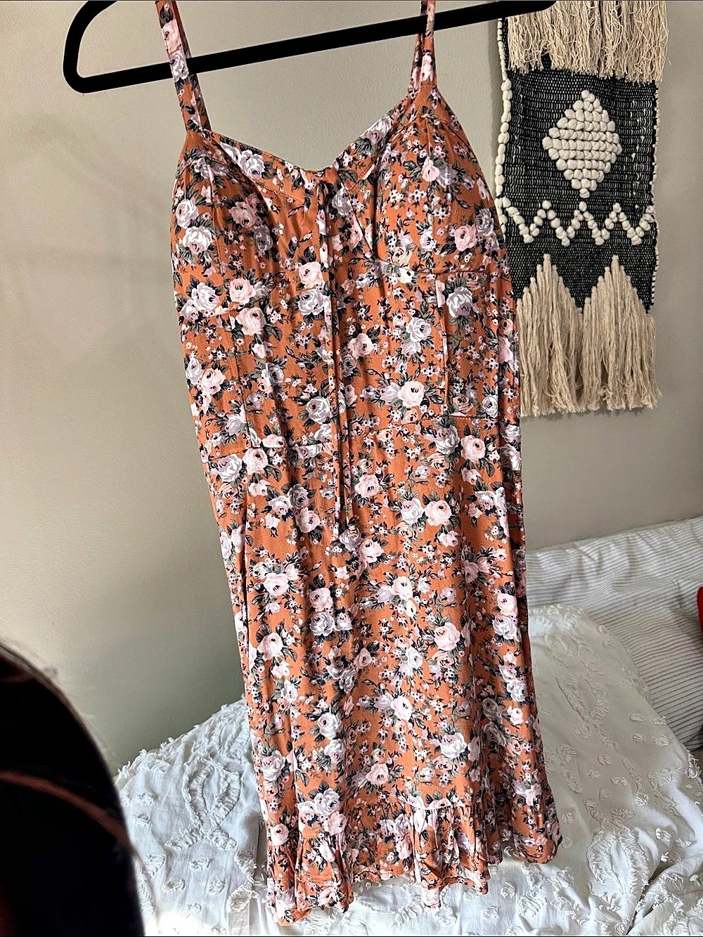 WALLFLOWER Floral Dress Orange & Black Large
